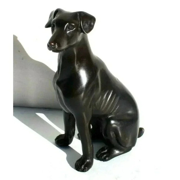 Vintage Art Deco Bronze Metal Sitting GREYHOUND WHIPPET Dog Figurine Sculpture - Picture 2 of 5